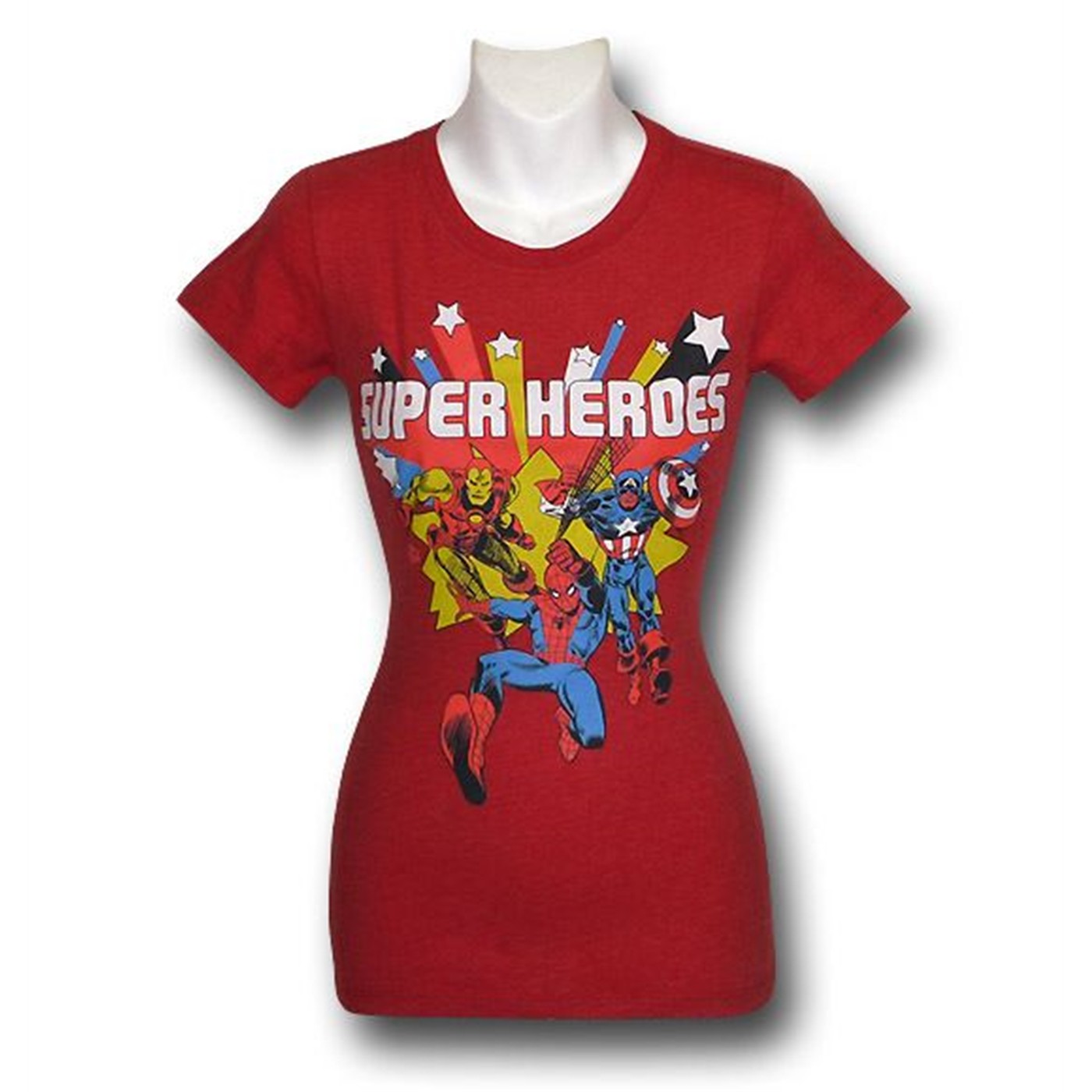 Marvel Junior Womens Super Heroes T-Shirt, Red