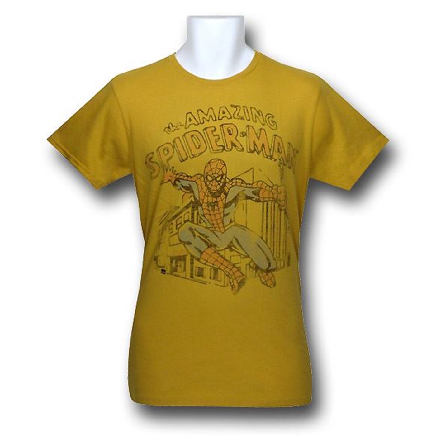 Spiderman Mustard Vintage Junk Food T-Shirt, Yellow