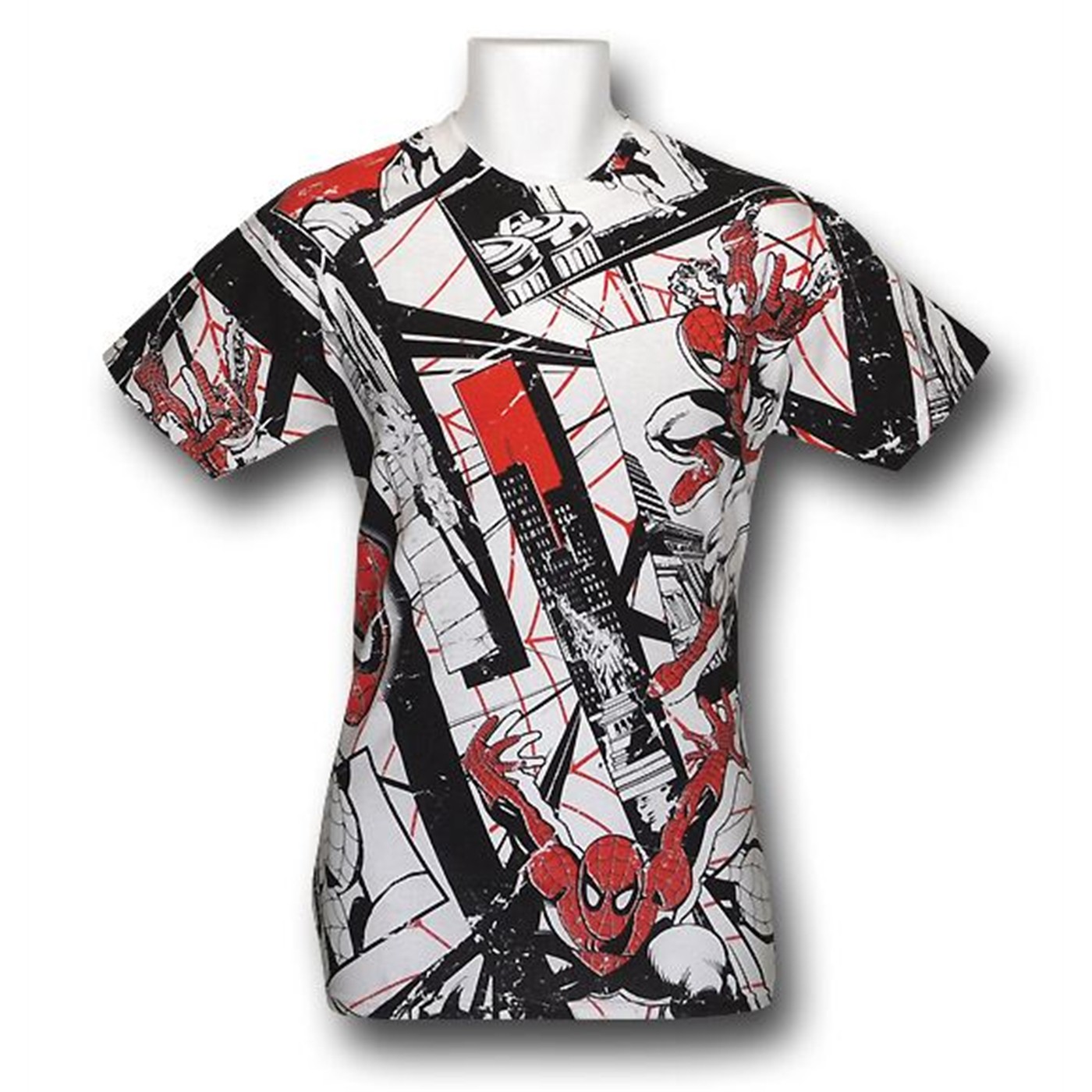 Spiderman Red Silk Sublimation T-Shirt, White