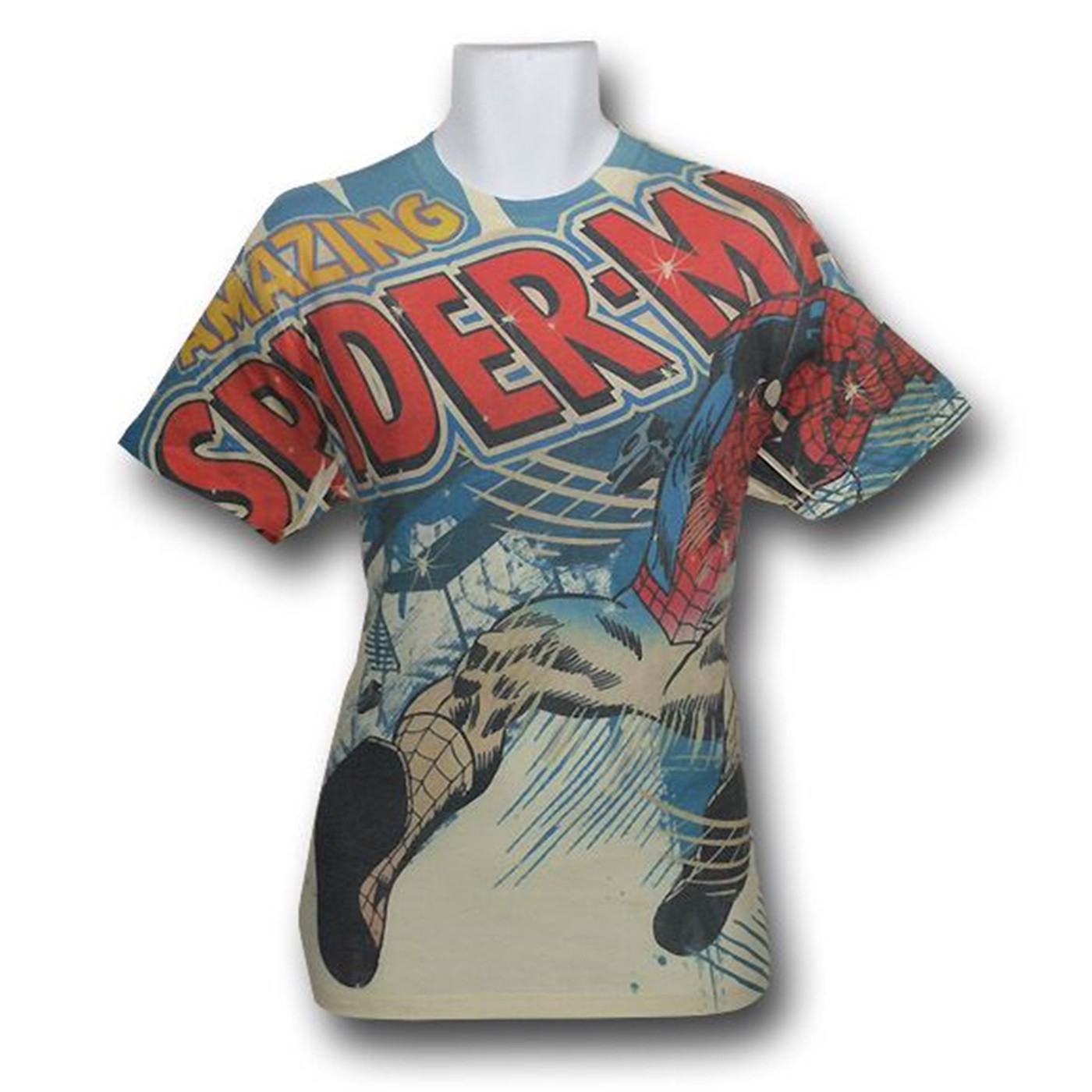 Spiderman Classic Swinging Sublimated T-Shirt, White