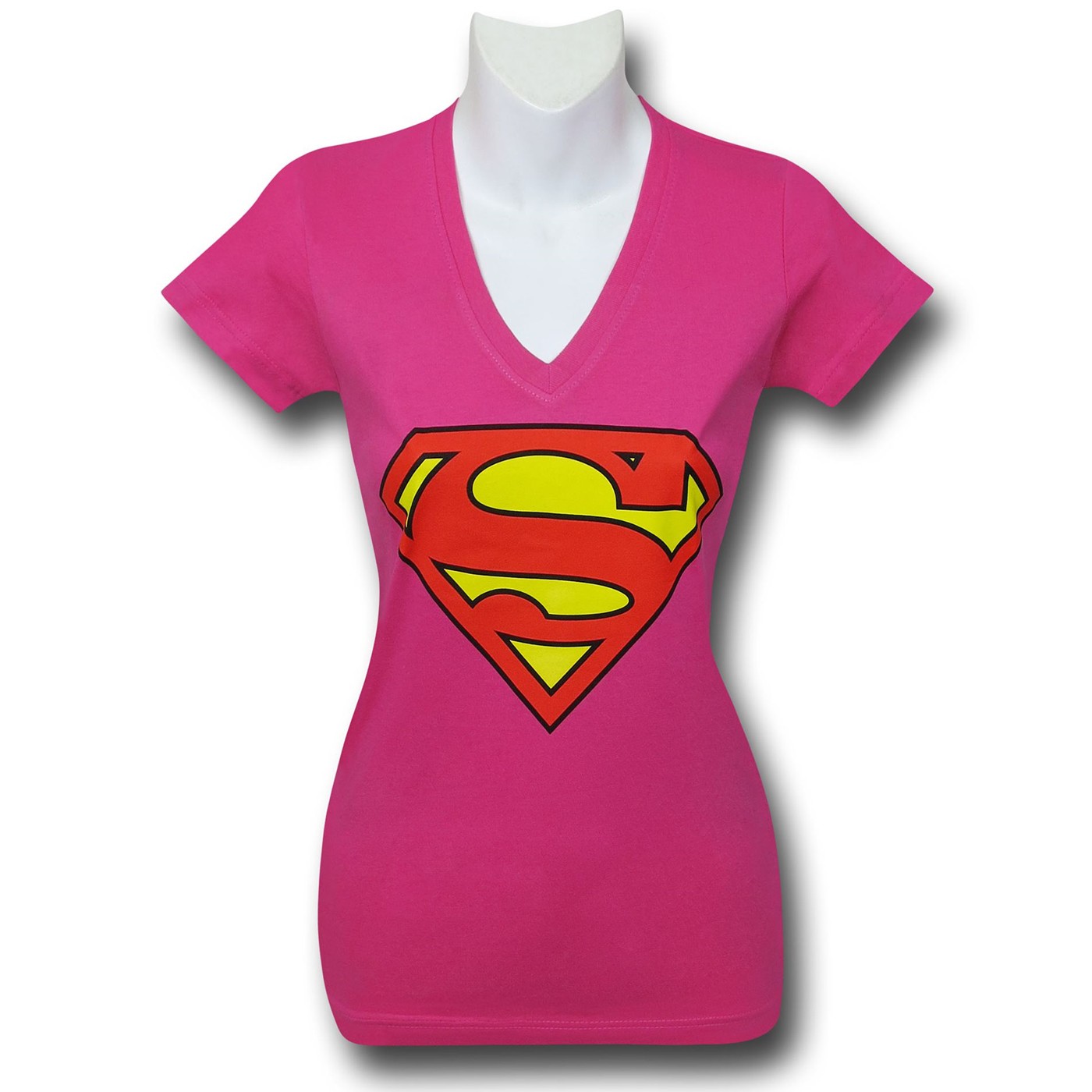 Superman Symbol on Pink Women's V-Neck, Pink