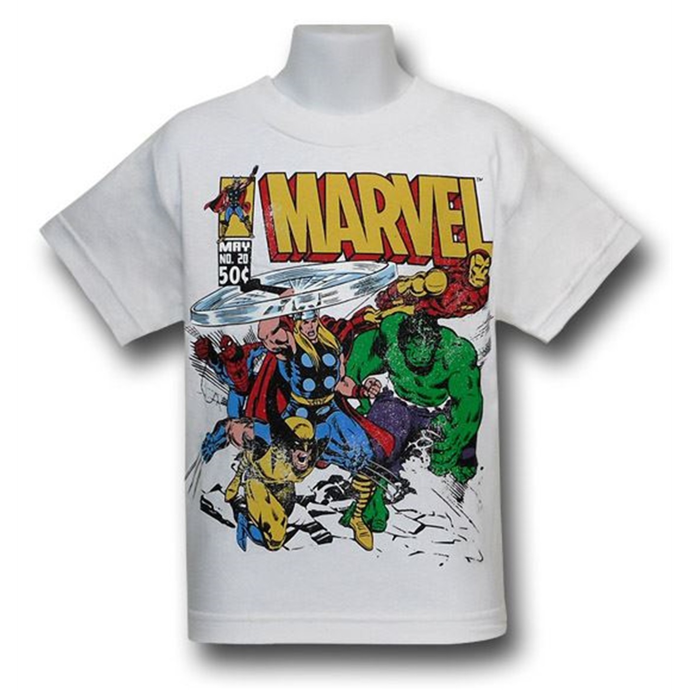 Marvel Kids Heroes Cover T-Shirt, White