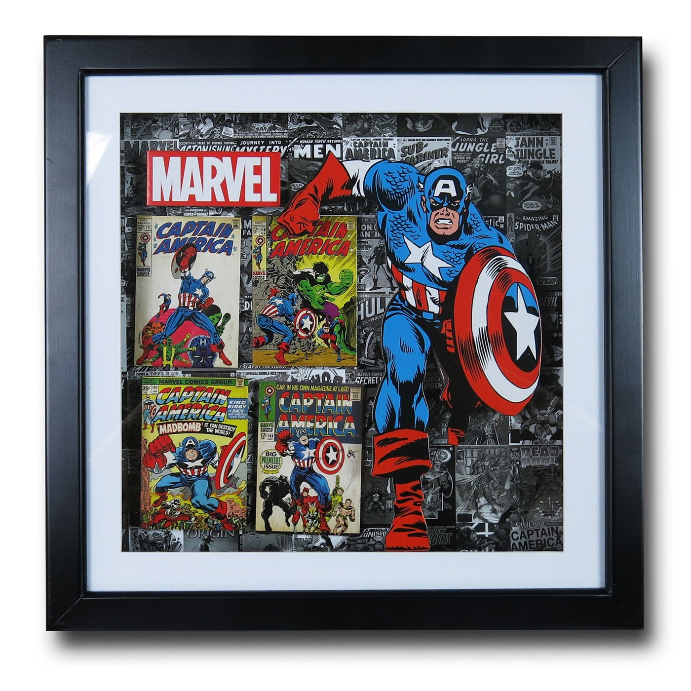 Captain America Artwork Shadow Box, Black