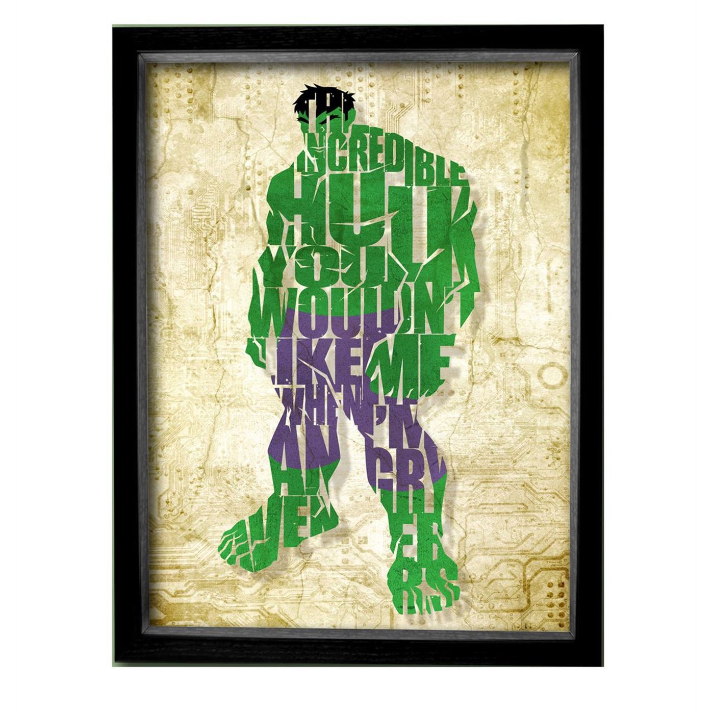 Hulk Word Mosaic Shadowbox Art, Green