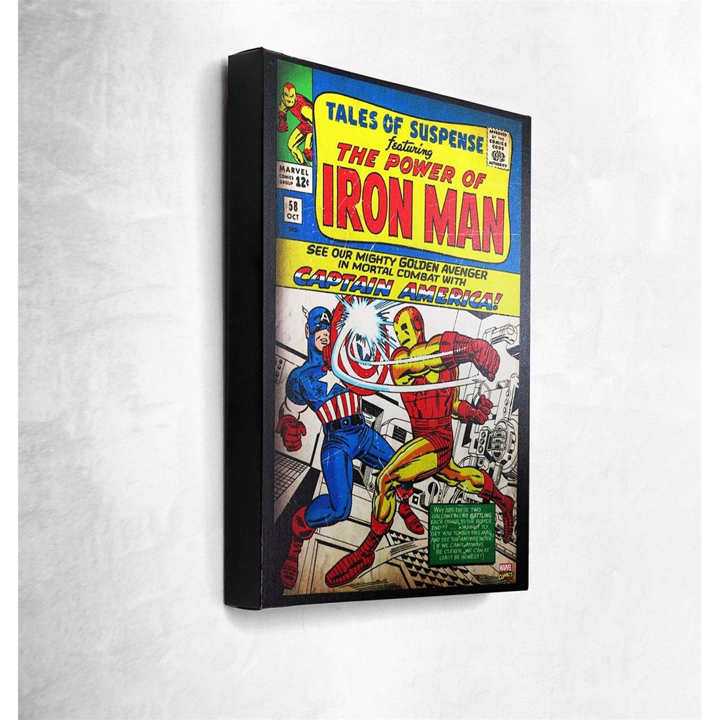 Iron Man Vs Captain America Artwork Canvas, Blue