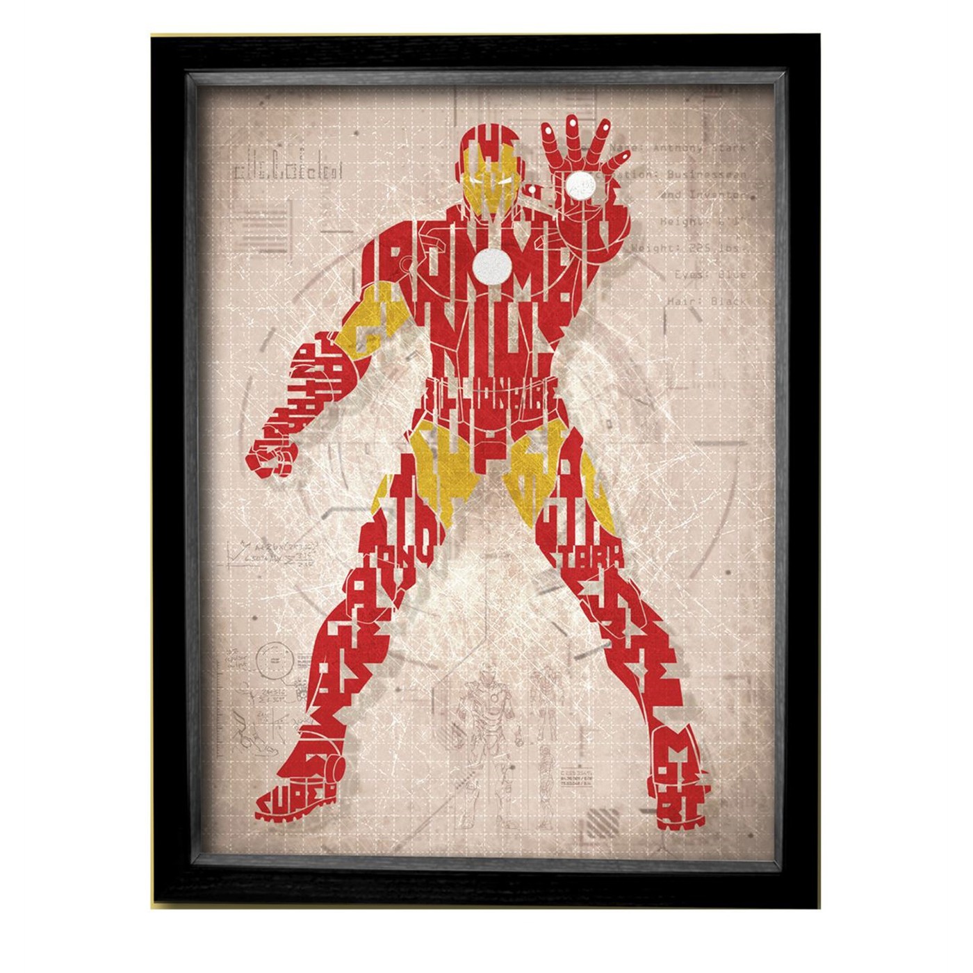 Iron Man Word Mosaic Shadowbox Art, Red