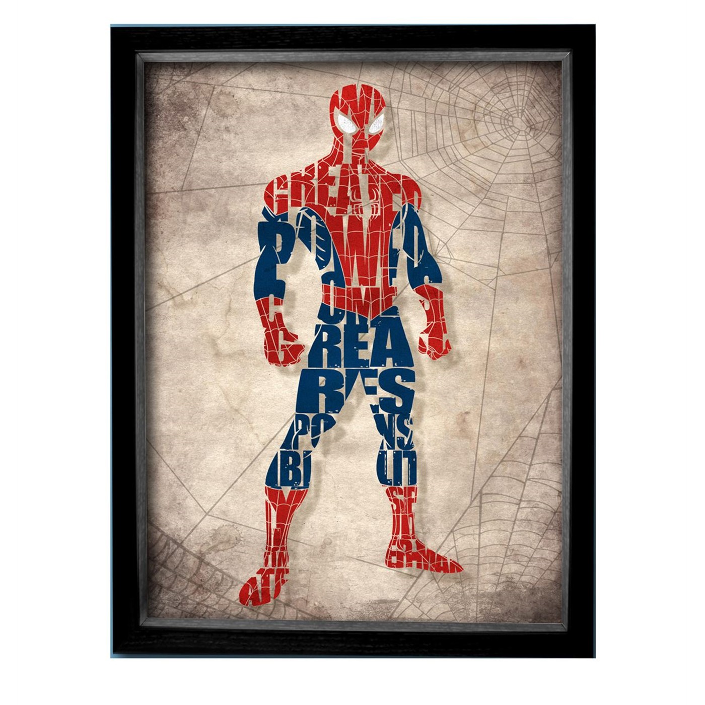 Spiderman Word Mosaic Shadowbox Art, Red