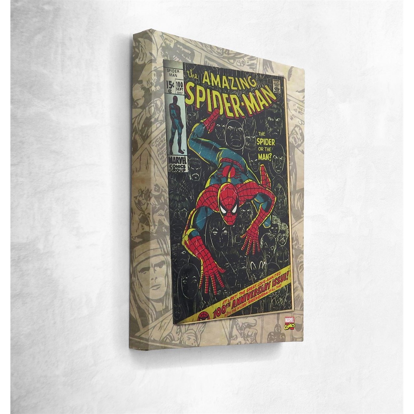 Spiderman #100 Artwork Canvas, Black