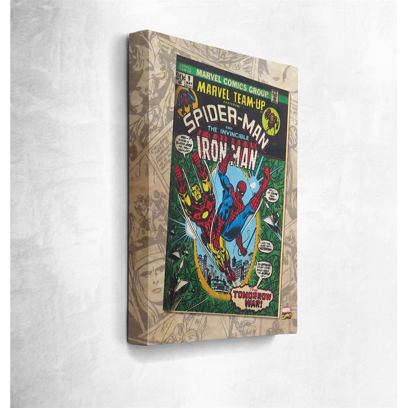 Spiderman Iron Man Team Up Artwork Canvas, Green