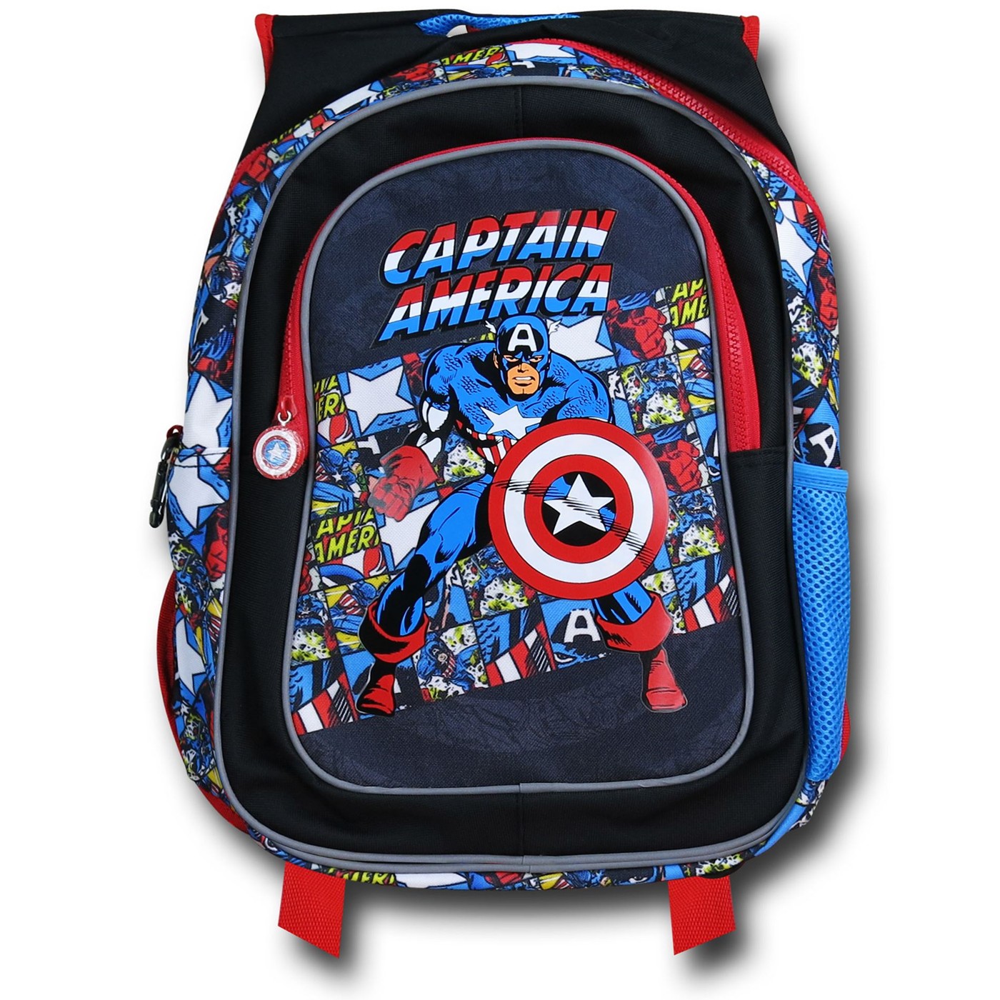 Captain America Comic Print Kids Backpack, Black