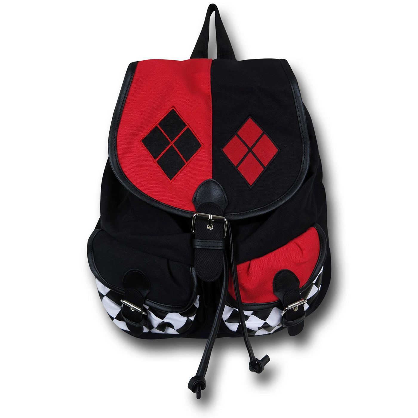 Harley Quinn Checkered Knapsack, Black