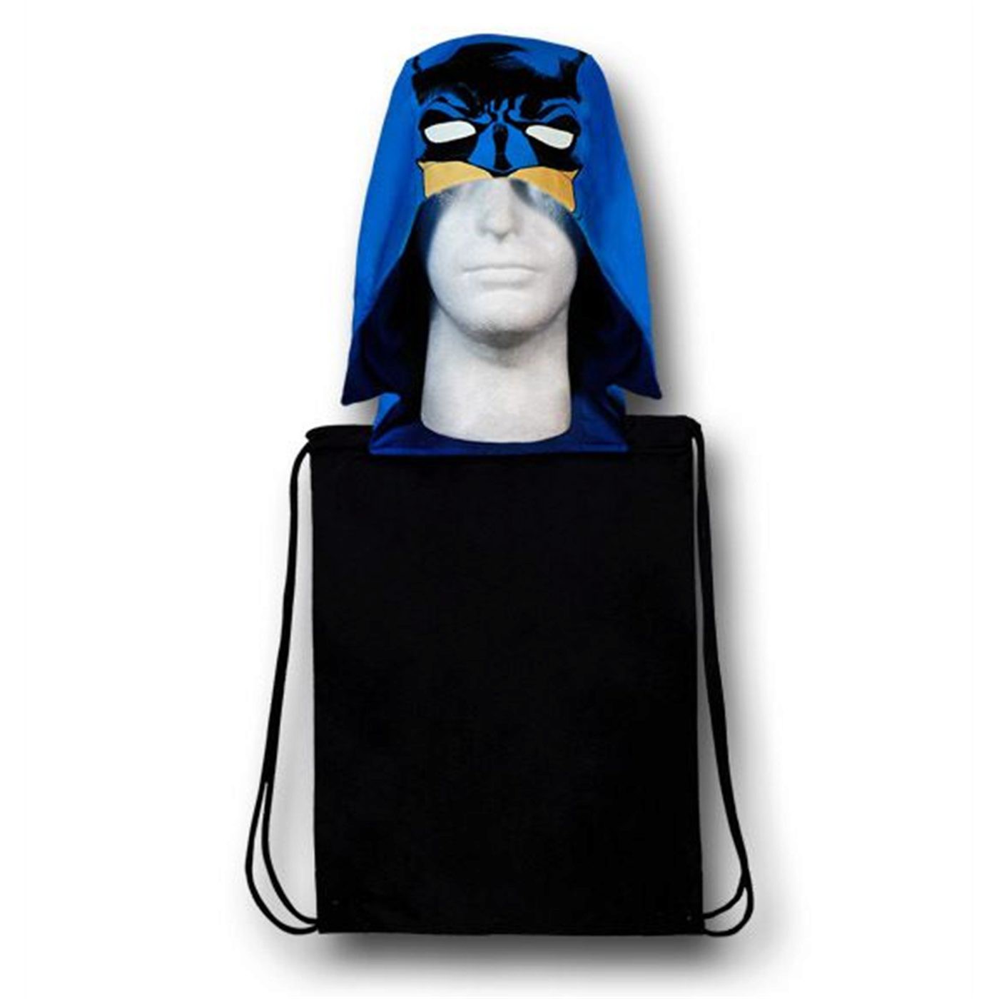 Batman Face Hooded Symbol Backsack, Black