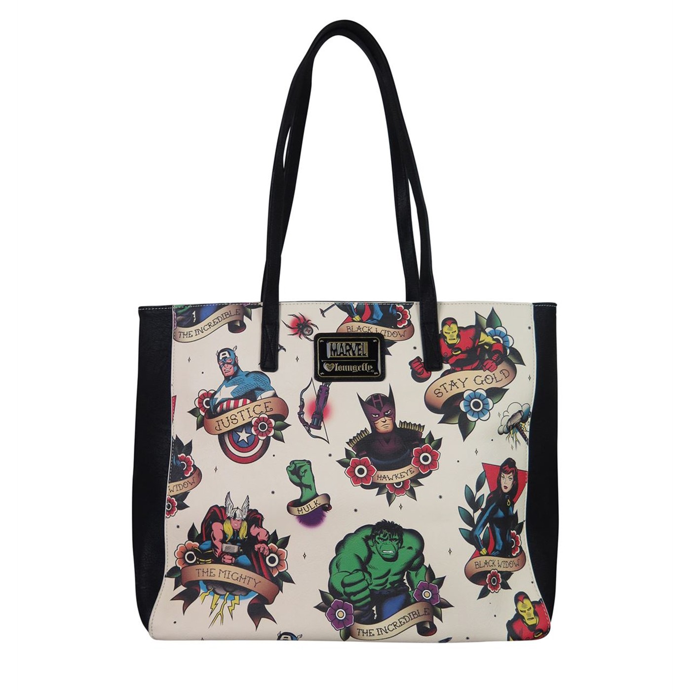 Avengers Faux Leather Vintage Handbag, Black