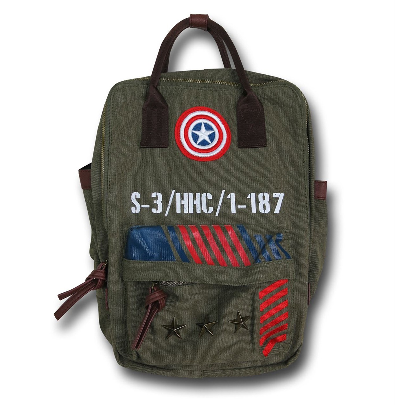 Captain America Military Green Canvas Backpack, Green