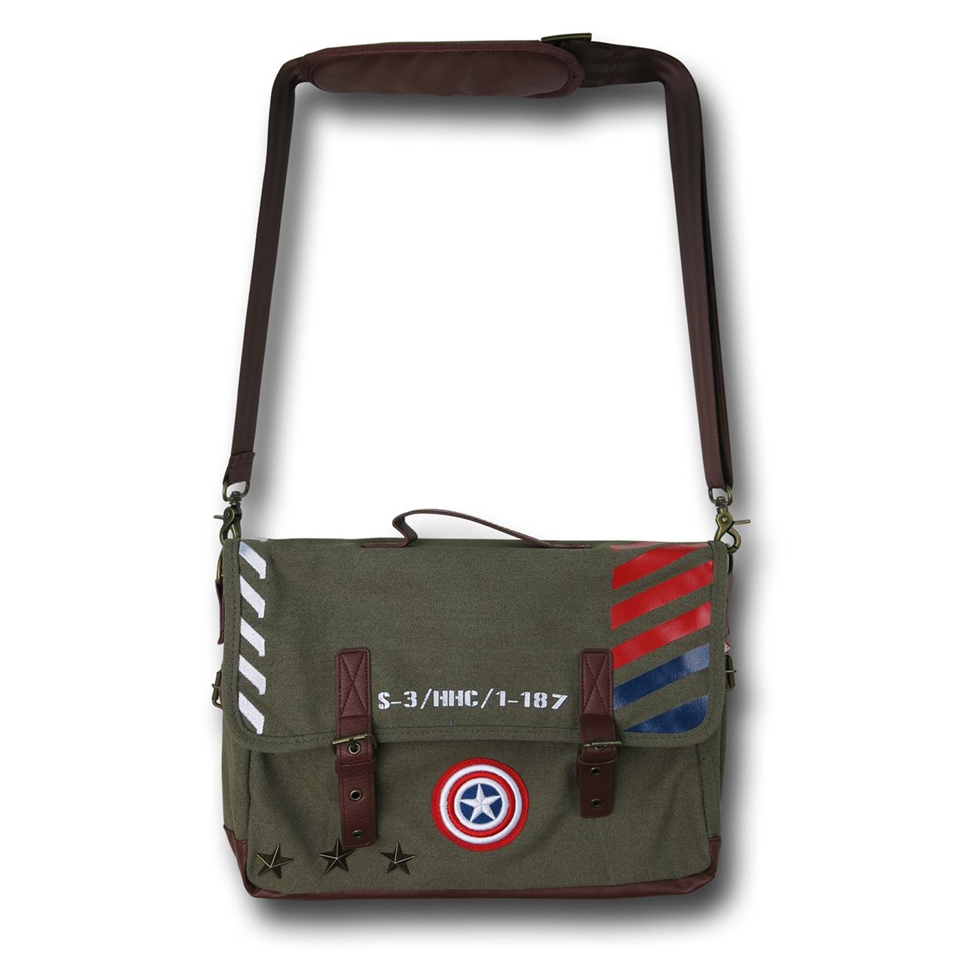 Captain America Military Green Canvas Messenger Bag, Green
