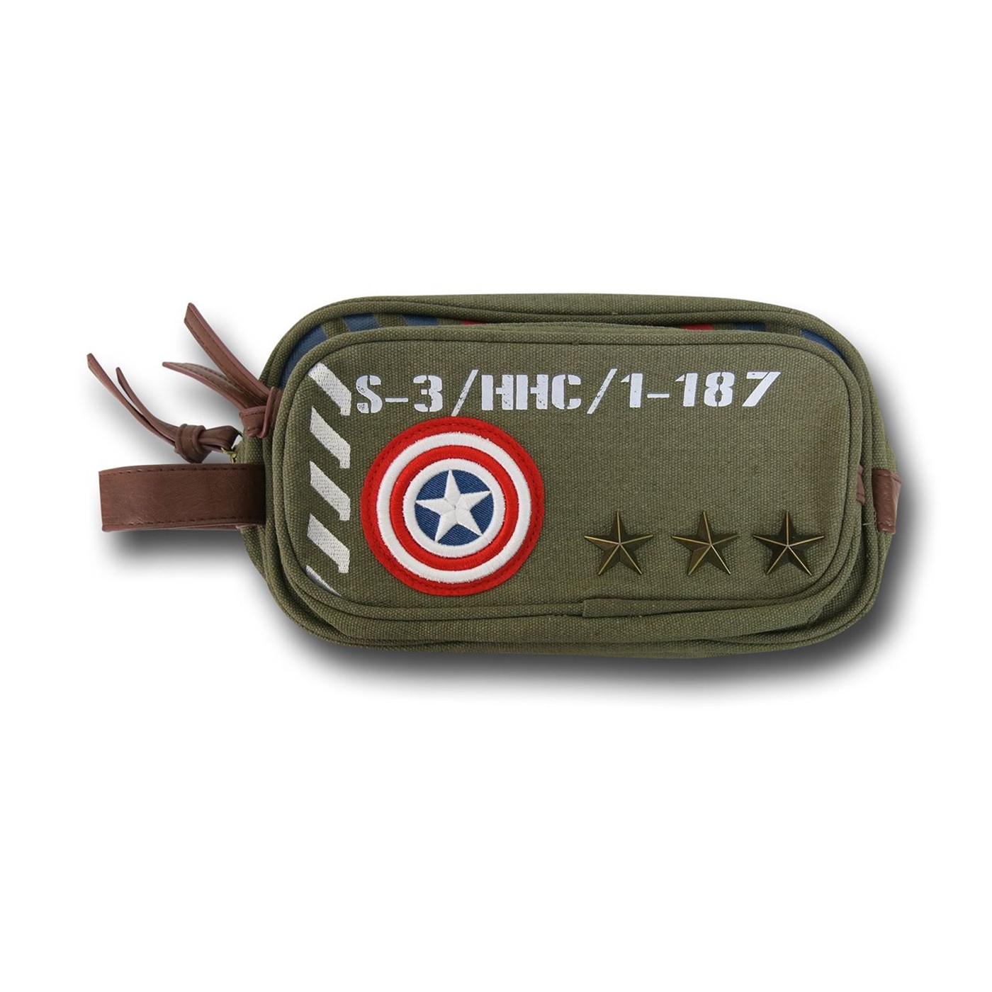 Captain America Military Green Canvas Toiletry Bag, Green