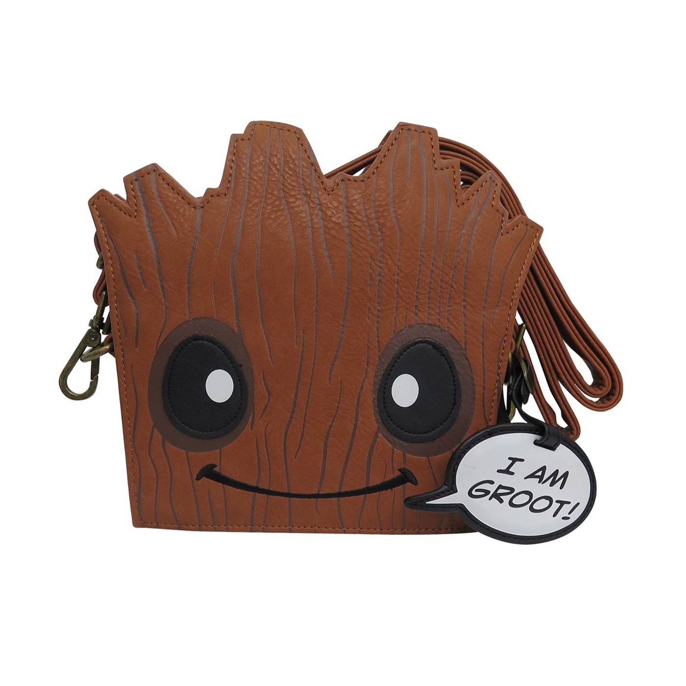 GOTG Groot Loungefly Crossbody Handbag with Charm, Brown