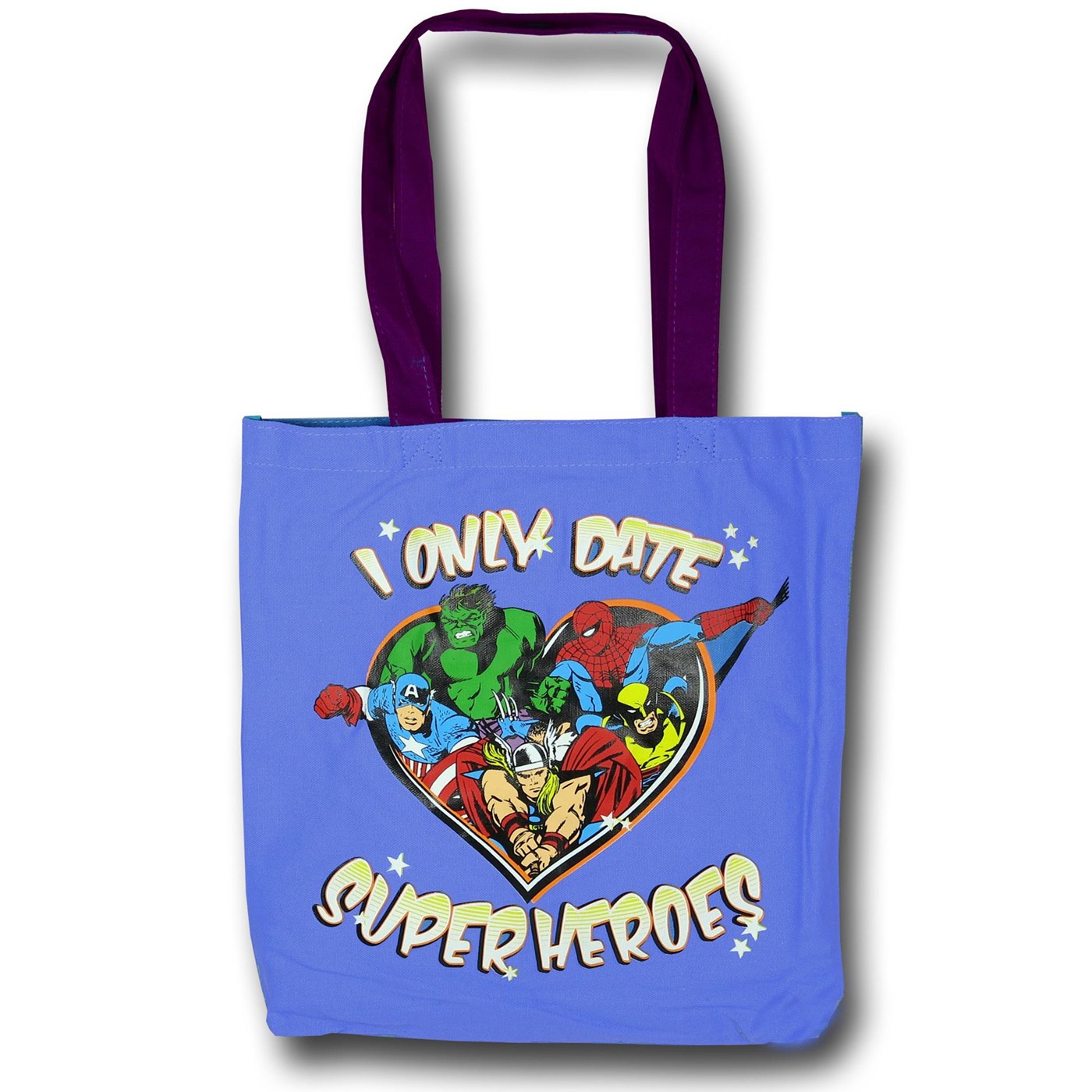 Marvel I Only Date Superheroes Tote Bag, Blue