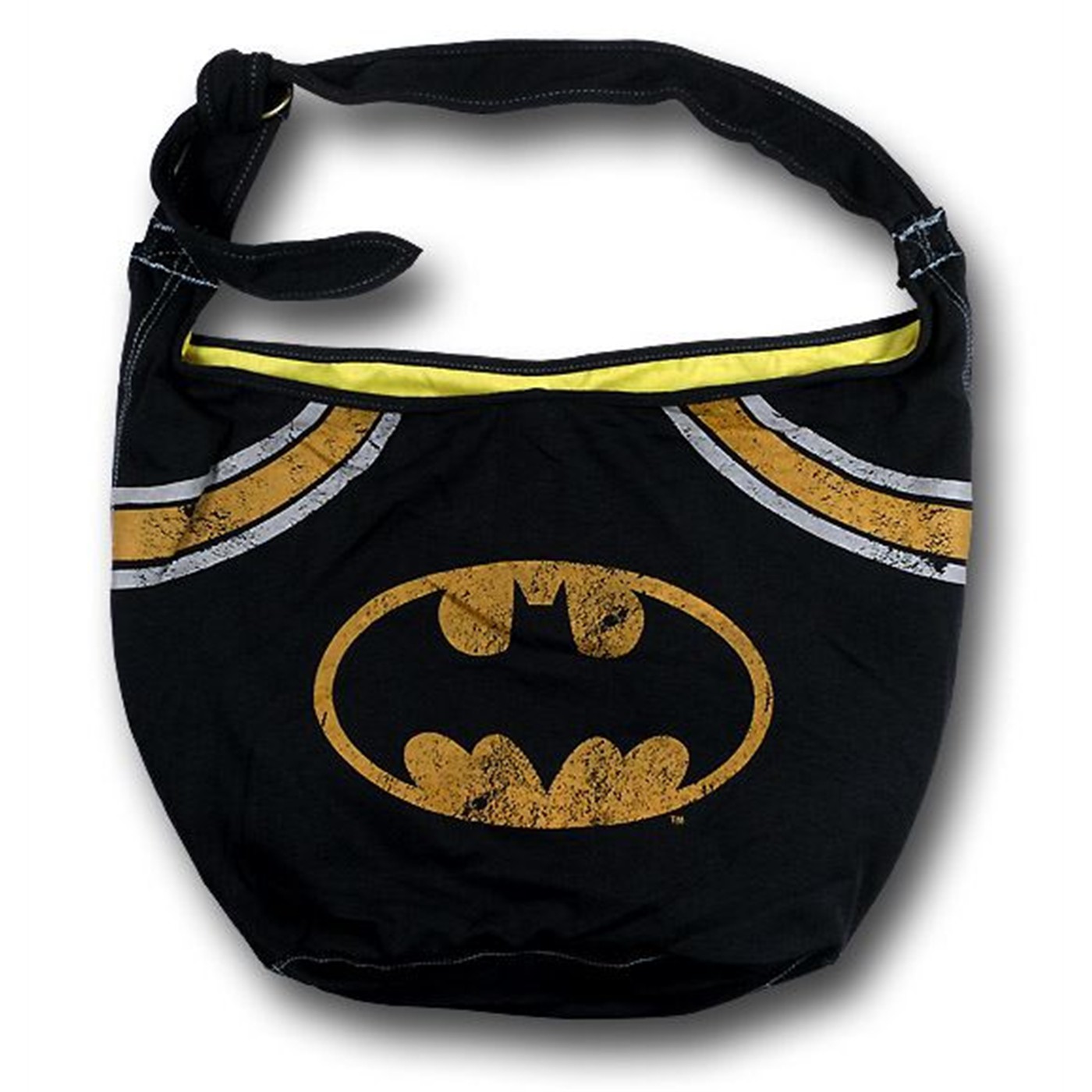 Batman  Womens Distressed Symbol Relaxed Shoulder Bag, Black