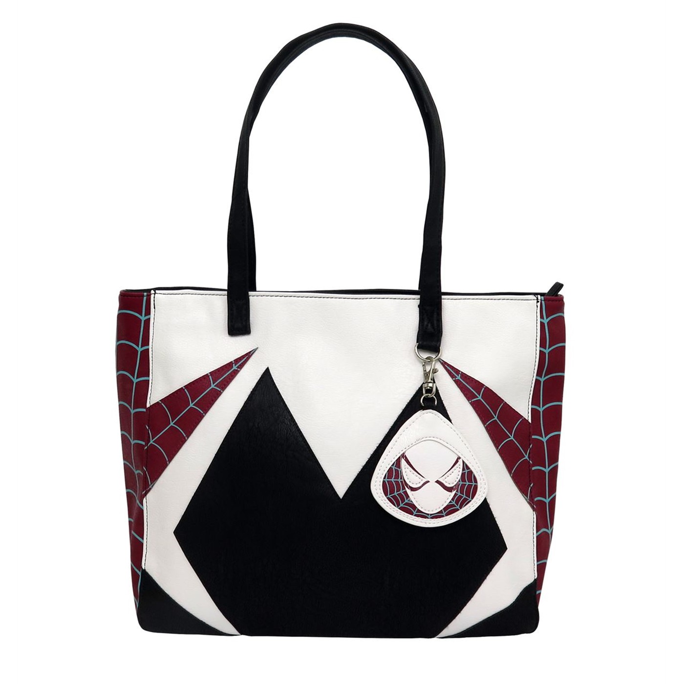 Spider Gwen Faux Leather Handbag with Charm, Black