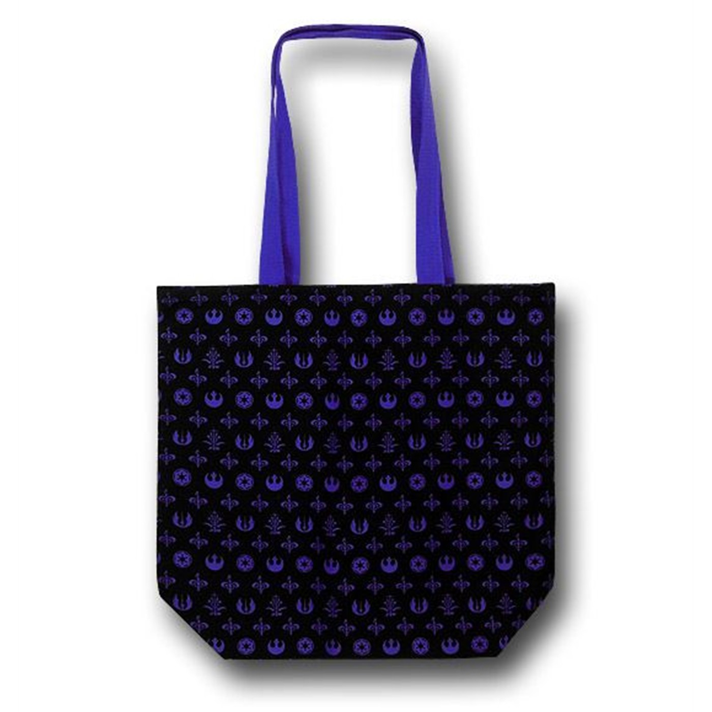 Star Wars Symbol Pattern Purple Tote Bag, Black