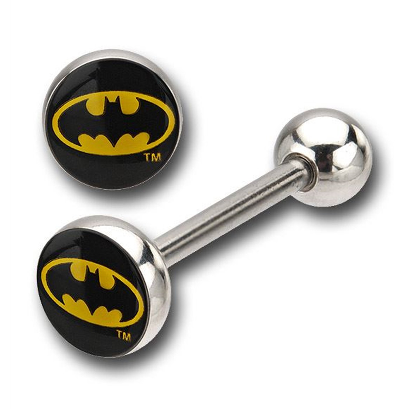 Batman ROUNDED Symbol 316L Surgical Steel Barbell, Black