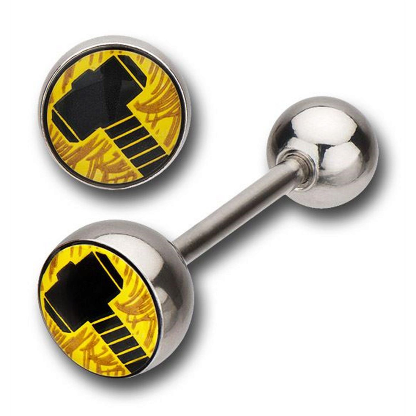 Thor Yellow and Black 316L Surgical Steel Barbell, Yellow