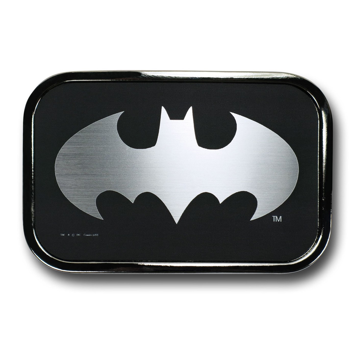 Batman Chrome Rectangular Belt Buckle, Black