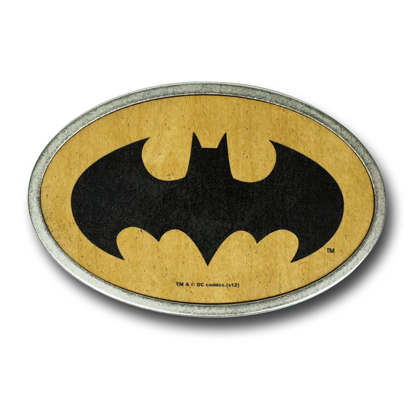 Batman Faux Mahogany Symbol Belt Buckle, Brown