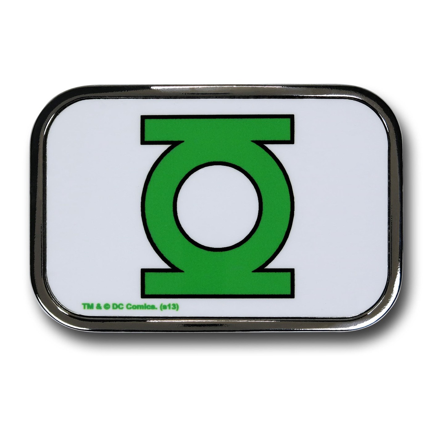 Green Lantern Symbol Rectangular Belt Buckle, White