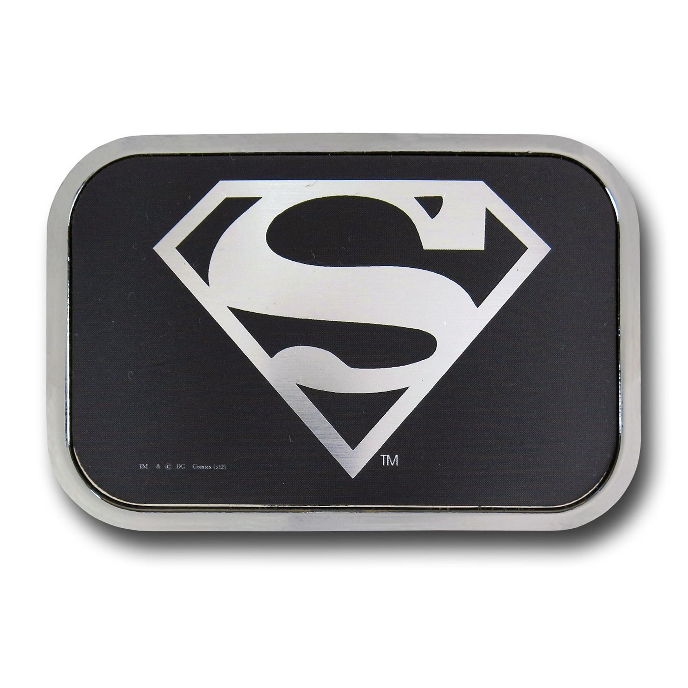 Superman Symbol Black Rectangular Belt Buckle, Black