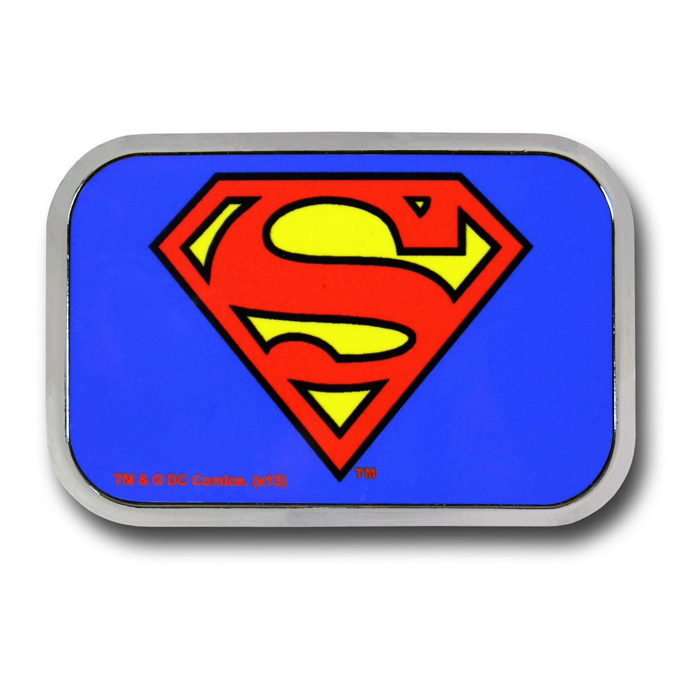 Superman Color Symbol Rectangular Belt Buckle, Blue