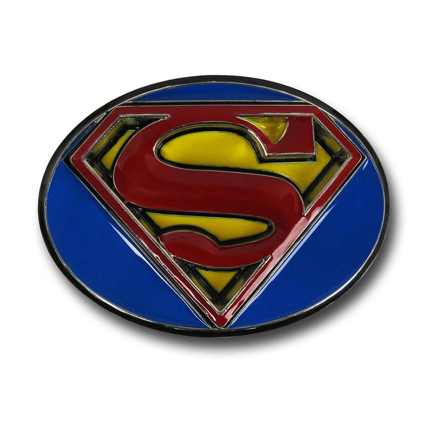 Superman Raised Symbol Belt Buckle, Blue