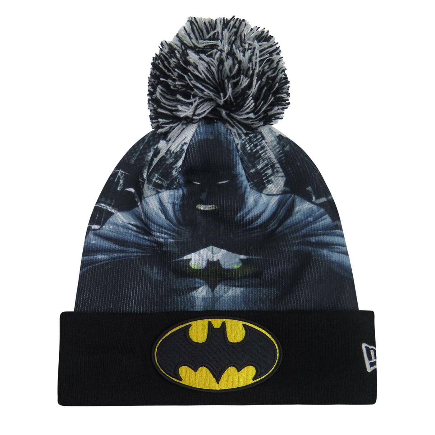 Batman Angry Bats Sublimated Pom Pom Beanie, Black