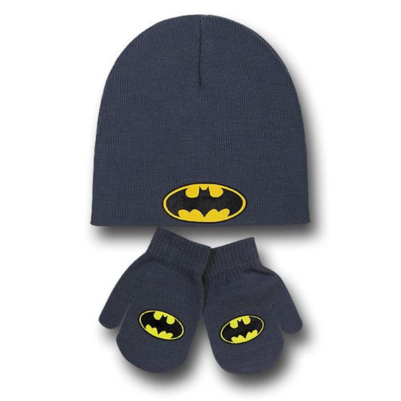 Batman Toddler Symbol Beanie with Mittens, Grey