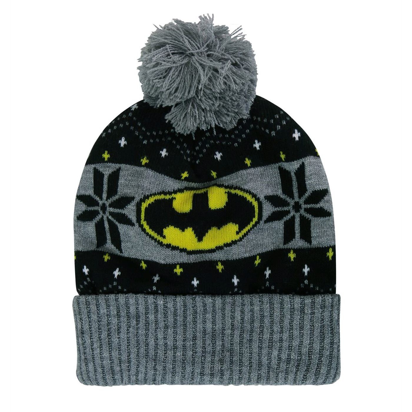 Batman Snowflake Pom Pom Beanie, Black
