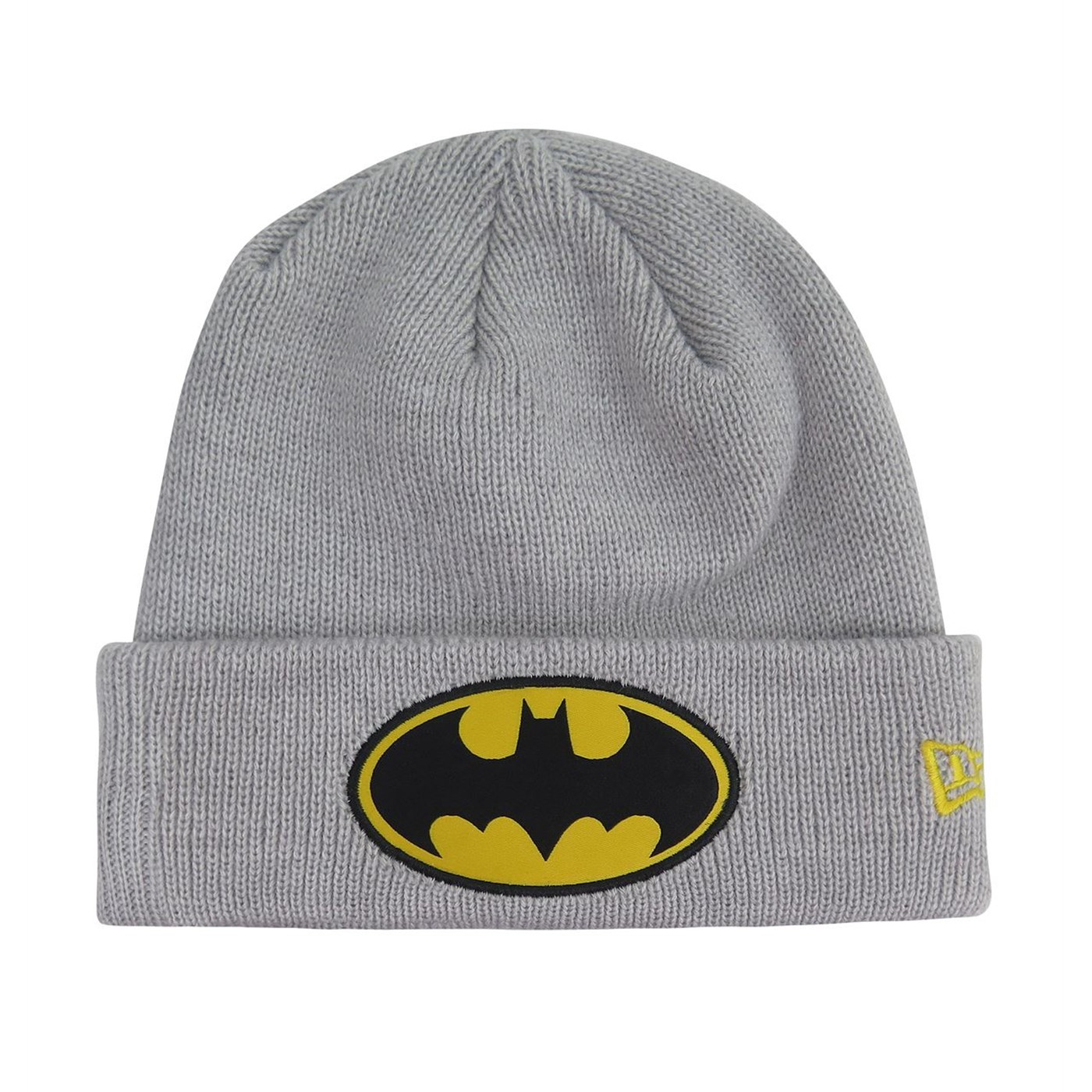 Batman Symbol Patch on Gray Cuff New Era Beanie, Grey