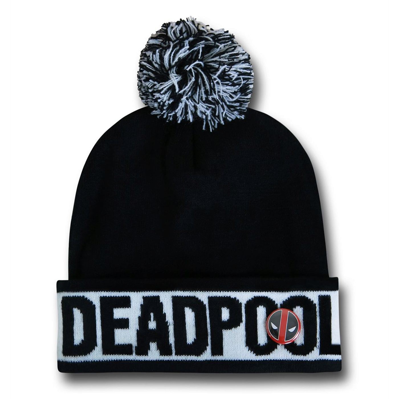 Deadpool Cuff Pom Beanie, Black