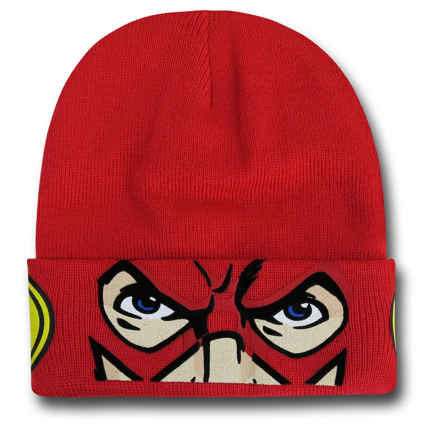 Flash Cuff Flock Mask Beanie, Red