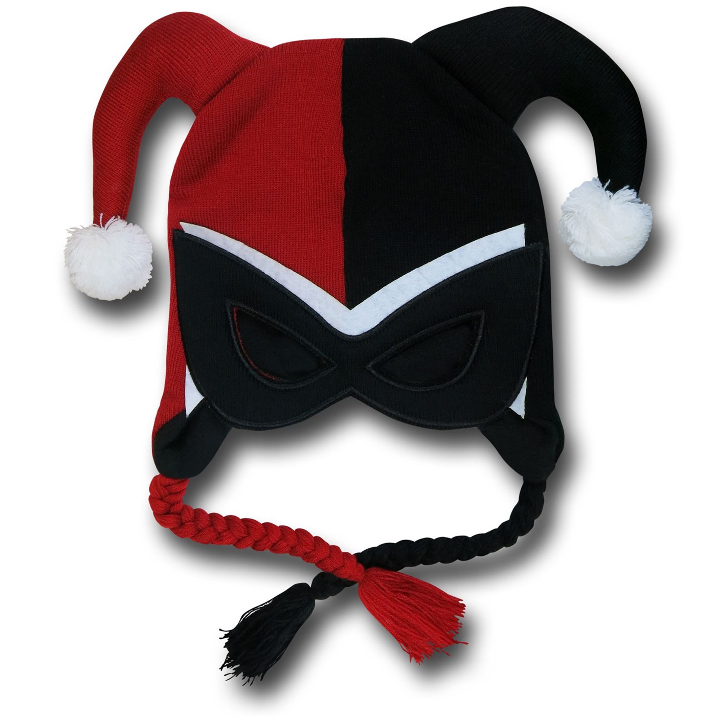 Harley Quinn Mask Peruvian Beanie, Red