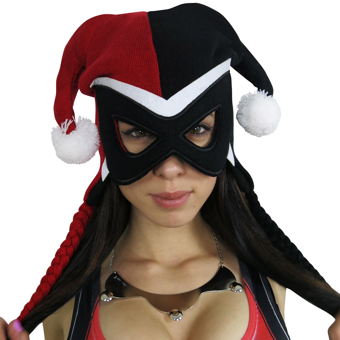 Harley Quinn Mask Peruvian & Collar Bling Choker Set, Black
