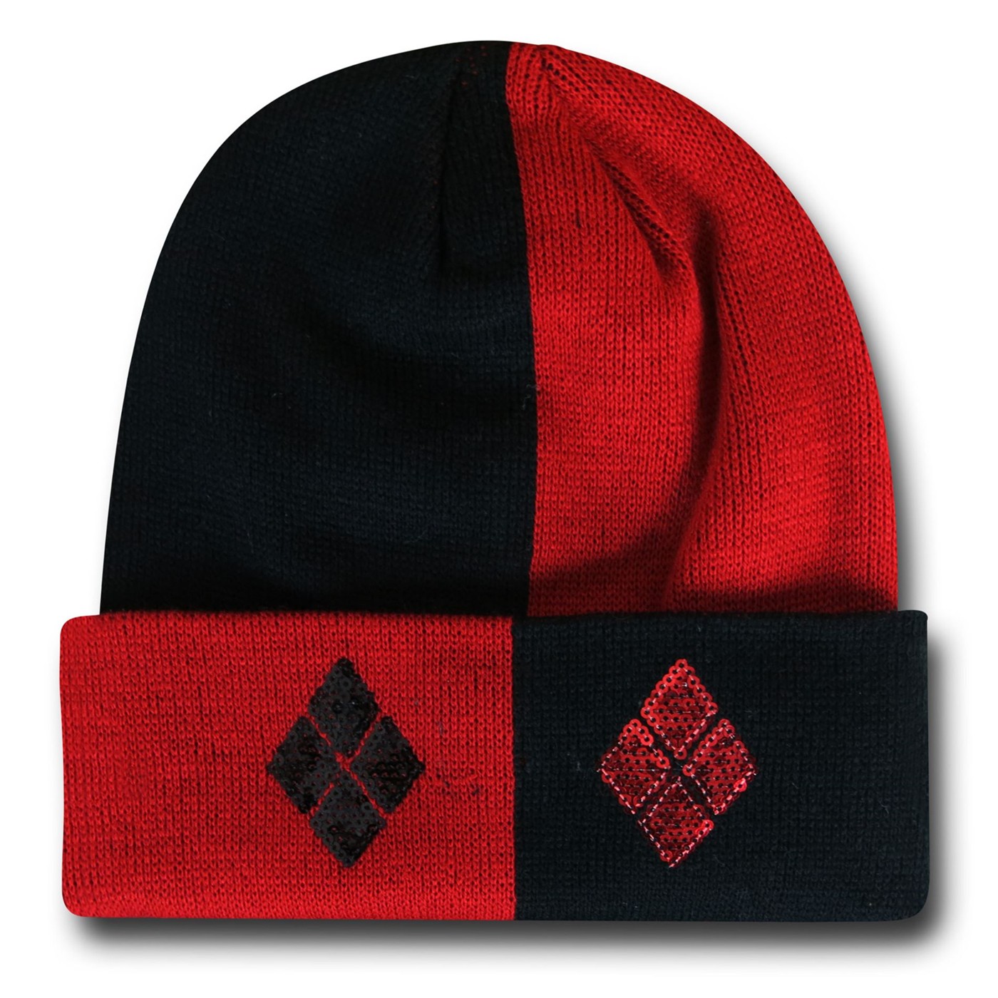 Harley Quinn Sequin Symbol Beanie, Red