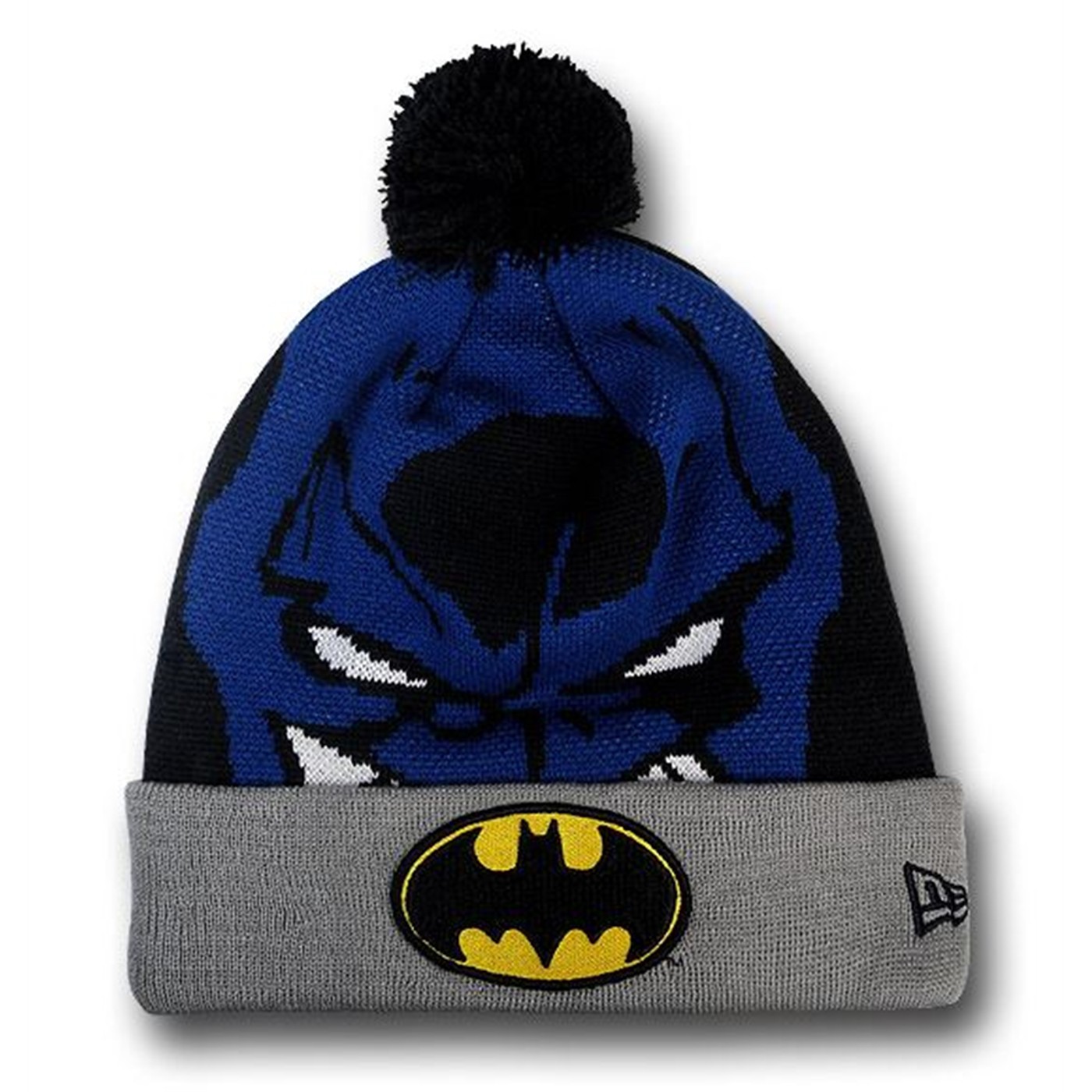 Batman Face Pom Pom Beanie, Grey