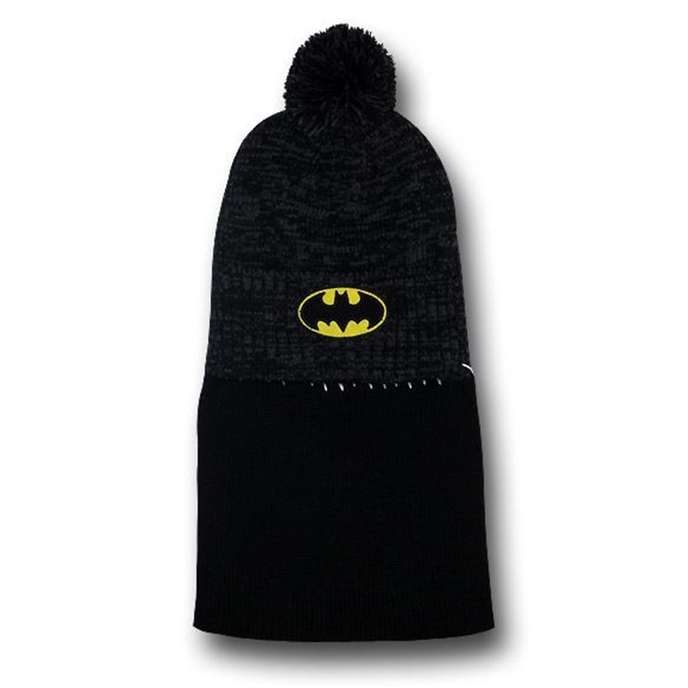 Batman Symbol Black Pom Pom Beanie with Cape, Black