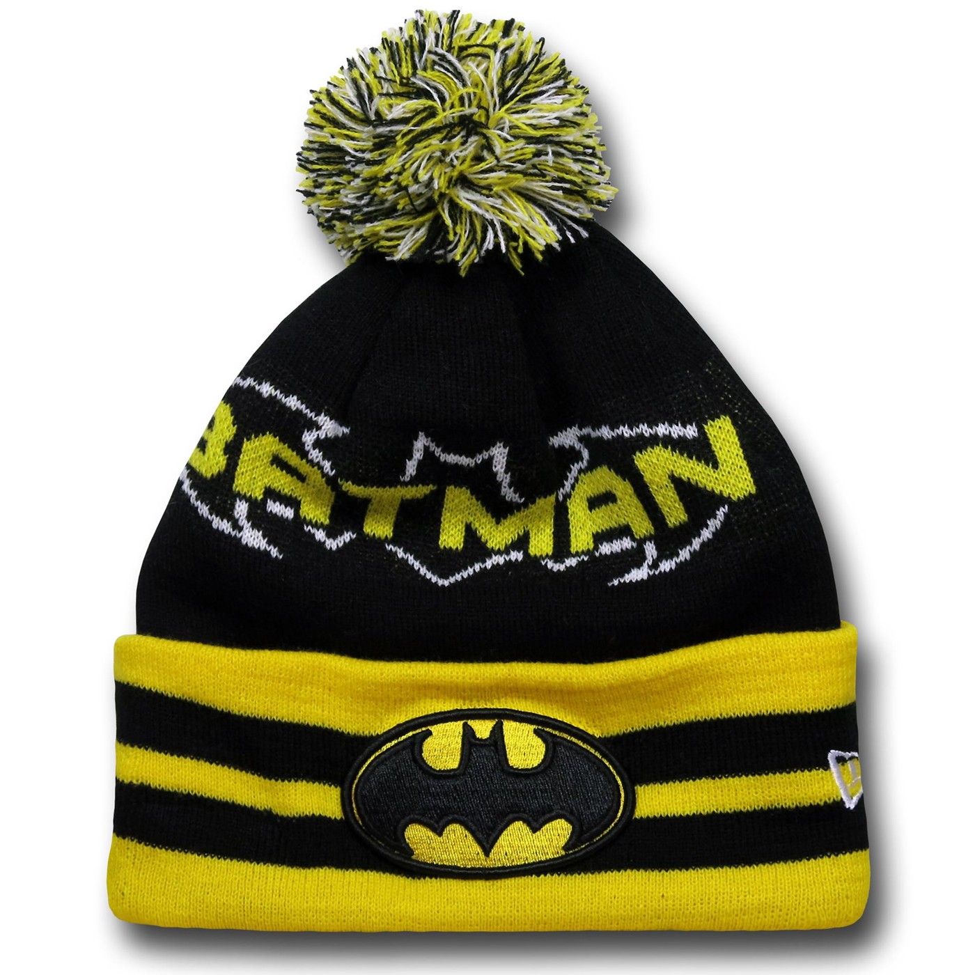 Batman Logo Wide Point Knit Beanie, Black
