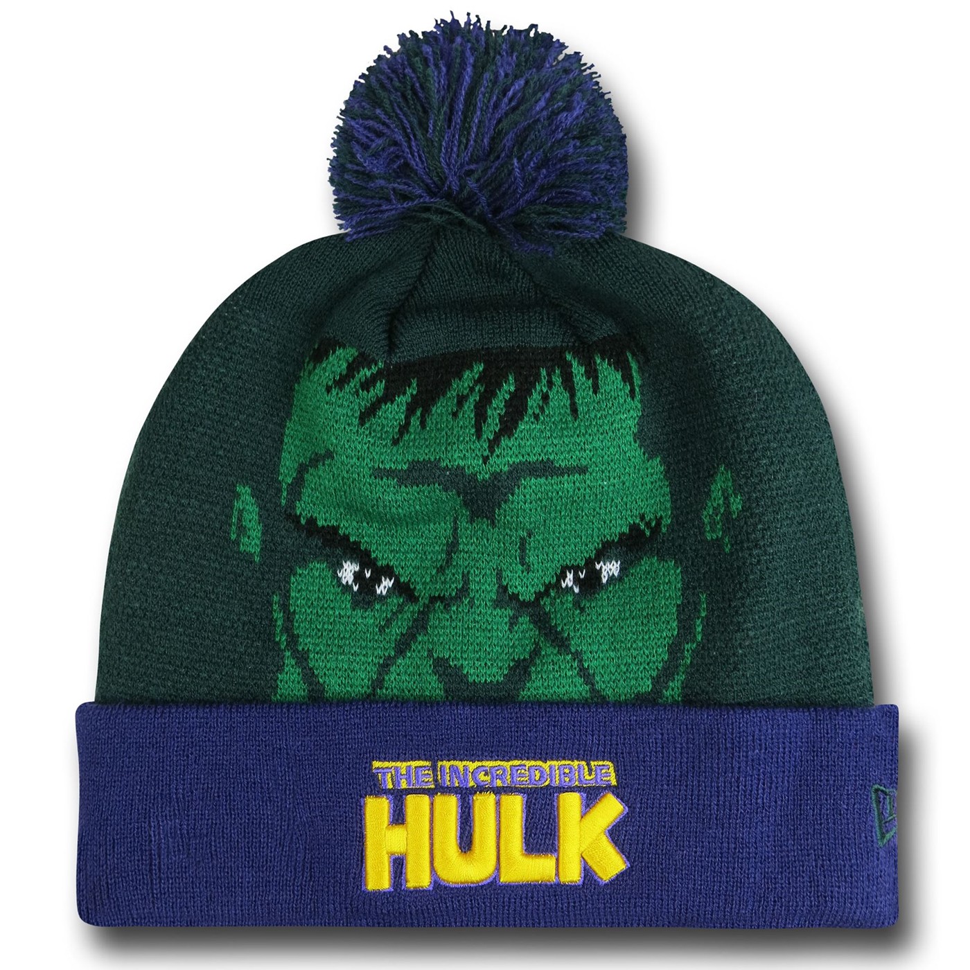 Hulk Big Face Pom Pom Beanie, Green