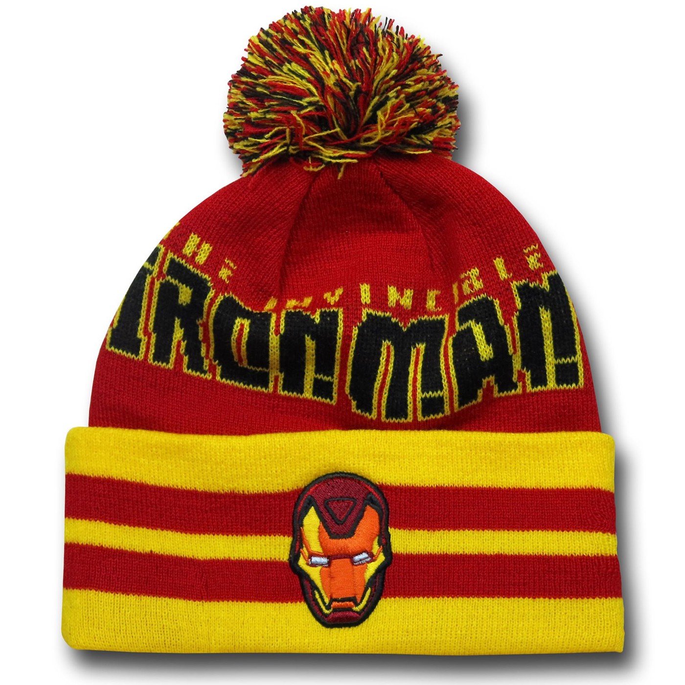Iron Man Logo Wide Point Knit Beanie, Red