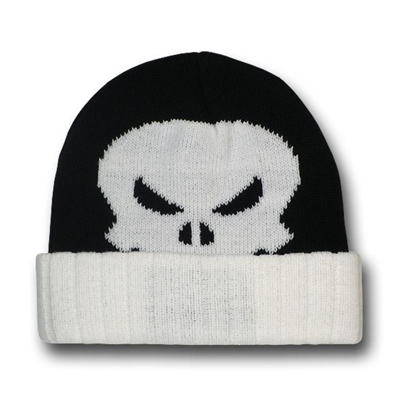 Punisher Symbol Roll-Up Black Beanie, Black