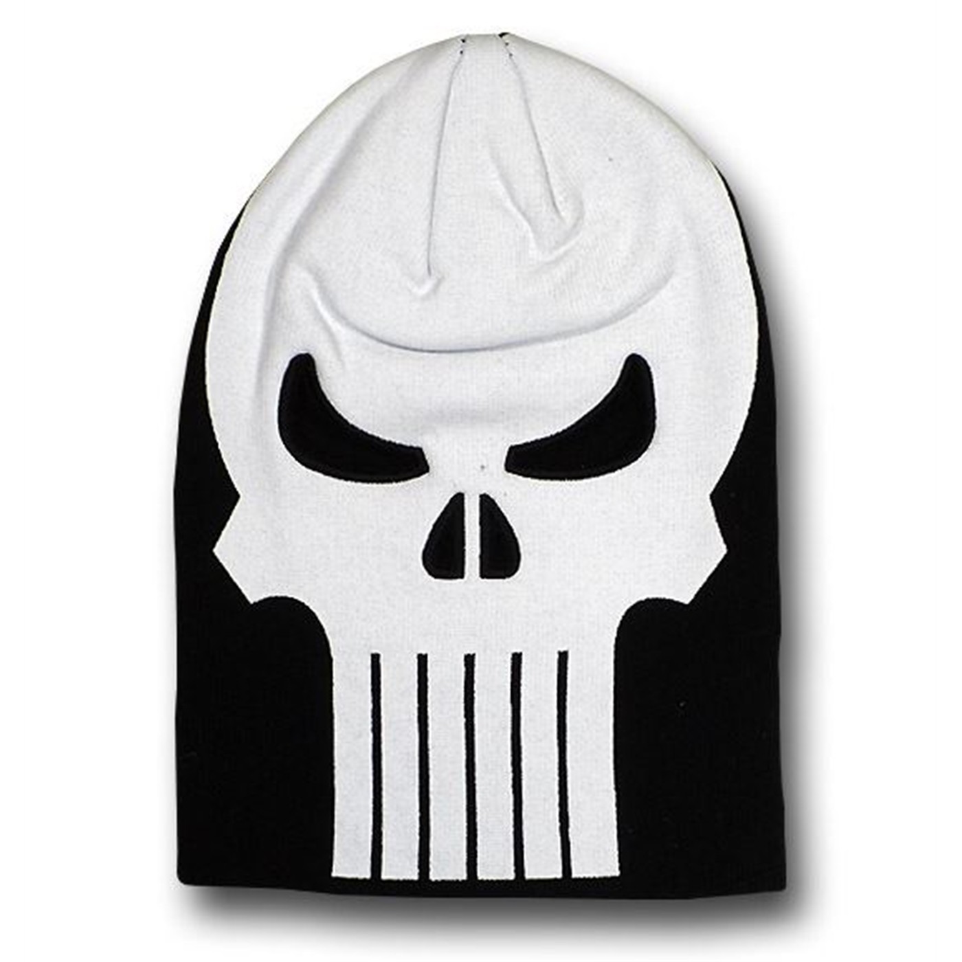 Punisher White Skull Pullover Beanie Mask, Black