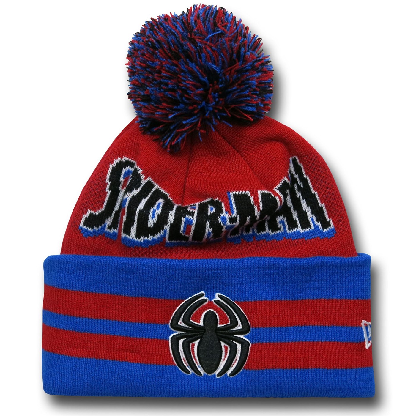 Spiderman Logo Wide Point Knit Beanie, Red